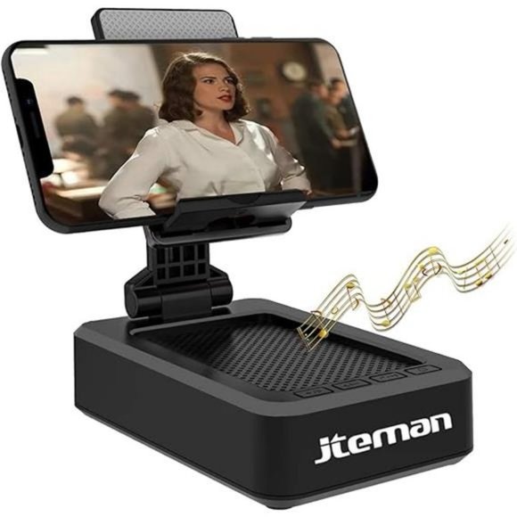 Cell Phone Stand with Wireless Bluetooth Speaker and Anti-Slip Base HD Sound - Picture 1 of 6